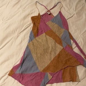 Marlo Beige Multi Print Wrap Dress